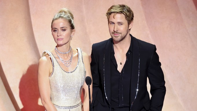 Emily Blunt and Ryan Gosling at the 96th Annual Oscars held at Dolby Theatre on March 10, 2024 in Los Angeles, California.