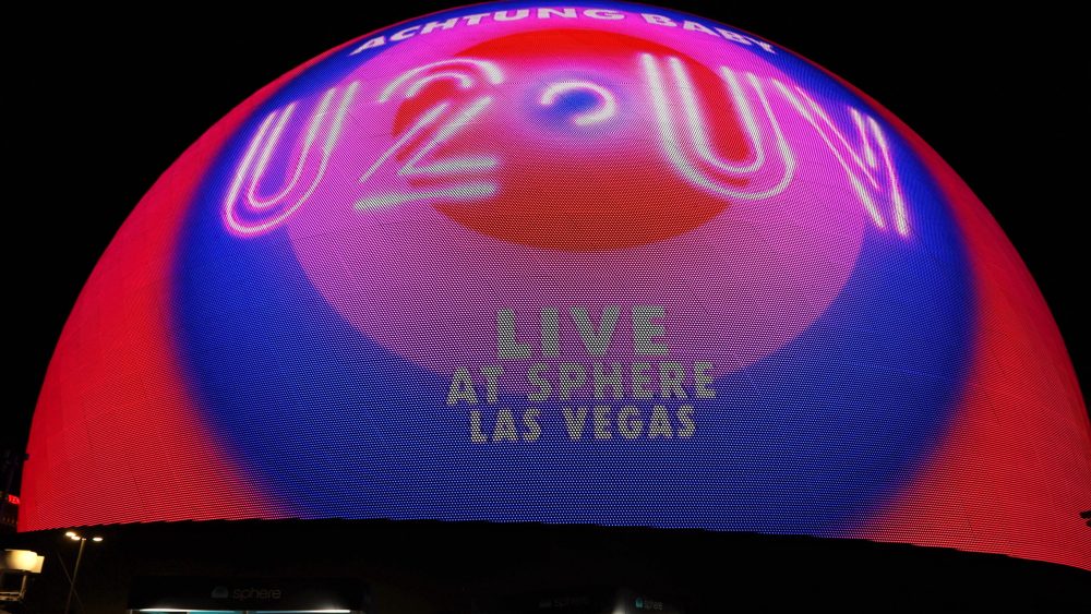 General view of the opening night of Sphere ahead of Irish rock band U2's show at The Venetian Resort in Las Vegas, Nevada, on September 29, 2023. (Photo by Ronda Churchill / AFP) (Photo by RONDA CHURCHILL/AFP via Getty Images)